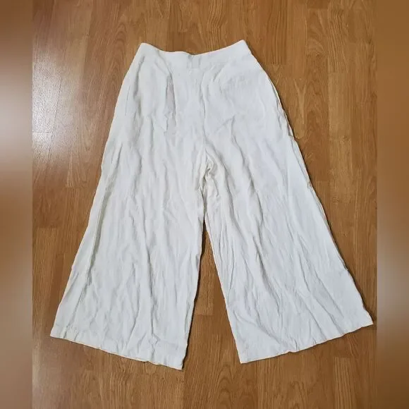 💛TOPSHOP💛 Horn Button Crop Wide Leg Trousers - [size 6 in Ivory] - Picture 9 of 16